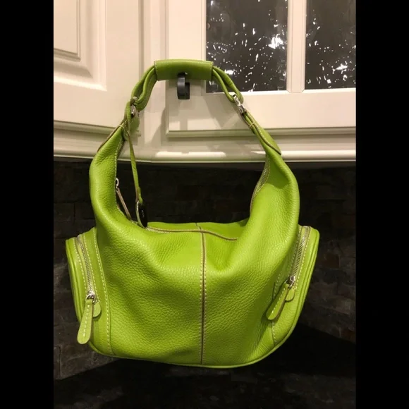 Tod’s Lime Green Leather Hobo Style Bag